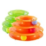 【Petio 木貓砂 換購品】HelloDOG 貓玩具 帶滾球益智逗貓玩具 旋轉圓形層層塔 (顏色隨機)