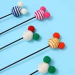 【Petio 木貓砂 換購品】HelloDOG 玩具嚴選 劍麻球發聲逗貓棒 小熊頭 1支 (顏色隨機) (TBS)