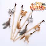 【Petio 木貓砂 換購品】HelloDOG 玩具嚴選 木柄逗貓棒 老鼠貓頭鷹 1件 (隨機款)