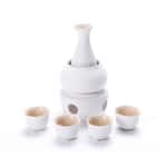 酒杯套裝品配件 日式清酒杯 酒杯酒瓶套裝 燭台陶瓷溫酒套裝 (粗陶白)