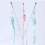 逗貓棒 HelloDOG 貓玩具逗貓棒 突眼糖果色毛絨長尾老鼠逗貓棒 一支 (顏色隨機)