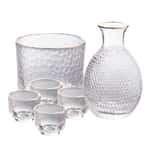 【龜泉 龜泉 清酒 換購品】日式清酒杯 酒具套装 玻璃優雅金邊 1缸1瓶2杯