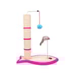 【Petio 木貓砂 換購品】劍麻貓抓嚴選玩具 魚形三行間貓抓柱 (顏色隨機)