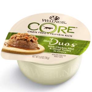 WELLNESS Core 貓罐頭 貓濕糧推薦：WELLNESS CORE 貓罐頭 無穀物 Divine Duos 雙重滋味杯 雞茸配火雞肉丁 2.8oz (青綠色) (5201)
