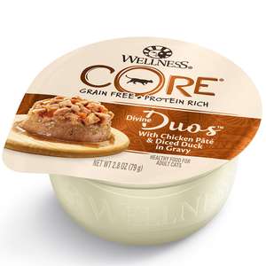 WELLNESS Core 貓罐頭 貓濕糧推薦：WELLNESS CORE 貓罐頭 無穀物 Divine Duos 雙重滋味杯 雞茸配鴨肉丁 2.8oz (橙) (5200)