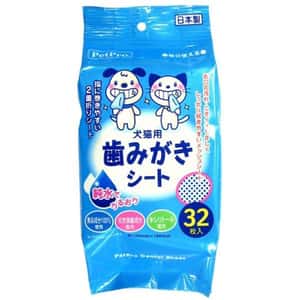 口腔護理 清潔美容用品 日本PetPro 純淨水使用 寵物潔齒布 32片入 (貓犬用) (藍)