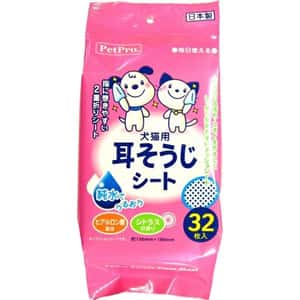其他 清潔美容用品 日本PetPro 耳部去耳垢清潔濕紙巾 32枚入 (貓犬用) (粉紅)