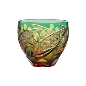 清酒杯品配件 日本清酒杯 東洋佐佐木 彩花切子酒杯 綠 310ml HG200-12GR (綠)