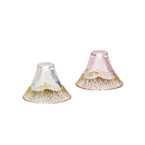 清酒杯品配件 日本清酒杯 招福杯 富士山冷酒杯 金白・金粉 一套兩個 65ml (G636-T73)