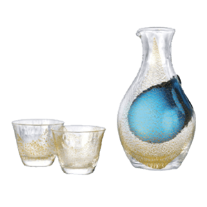 酒杯套裝品配件 日本清酒杯 德利 金箔凹洞冷酒酒杯酒瓶套裝 一瓶兩杯 (G640-M60)