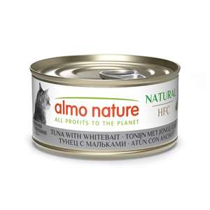 Almo Nature 貓罐頭 貓濕糧推薦：Almo Nature HFC 貓罐頭 天然系列 吞拿魚+白飯魚 70g (9084)