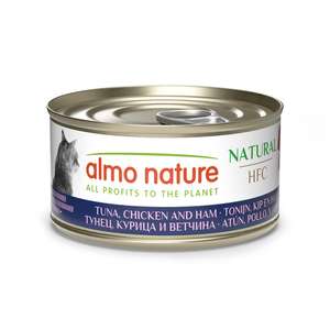 Almo Nature 貓罐頭 貓濕糧推薦：Almo Nature HFC 貓罐頭 天然系列 吞拿魚+雞肉+火腿 70g (9081)