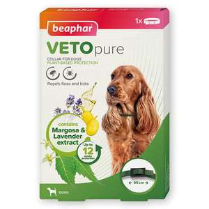 BEAPHAR 狗狗日常用品推薦：beaphar 犬用VETO pure 回歸自然防蚊+蜱+虱 3合1頸帶 (17174)