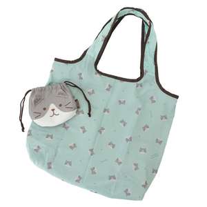 貓咪精品 生活用品超級市場 日本FukuFukuNyanko 保溫環保袋 灰臉貓薄荷綠 Hacchi 一個人 (停售) - 清貨優惠