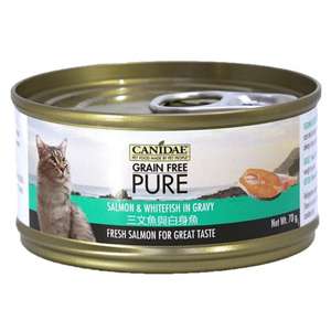 CANIDAE 咖比 貓罐頭 貓濕糧推薦：CANIDAE 咖比 PURE 貓罐頭 三文魚及白身魚 70g (6184)