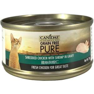 CANIDAE 咖比 貓罐頭 貓濕糧推薦：CANIDAE 咖比 PURE 貓罐頭 雞絲及蝦仁 70g (6180)