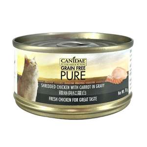 CANIDAE 咖比 貓罐頭 貓濕糧推薦：CANIDAE 咖比 PURE 貓罐頭 雞絲及紅蘿白 70g (6188)