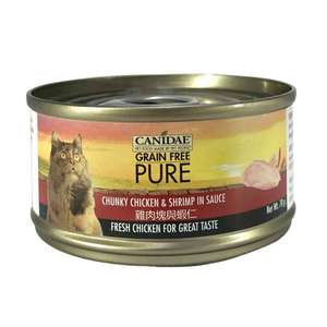 CANIDAE 咖比 貓罐頭 貓濕糧推薦：CANIDAE 咖比 PURE 貓罐頭 雞肉塊及蝦仁 70g (6190)