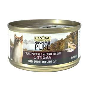 CANIDAE 咖比 貓罐頭 貓濕糧推薦：CANIDAE 咖比 PURE 貓罐頭 沙丁魚及鯖魚 70g (6192)