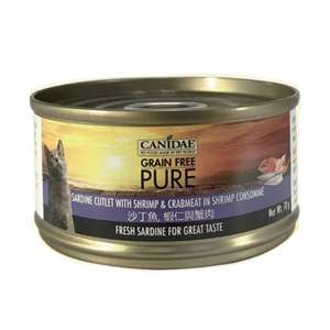 CANIDAE 咖比 貓罐頭 貓濕糧推薦：CANIDAE 咖比 PURE 貓罐頭 沙丁魚+蝦仁及蟹肉 70g (6198)
