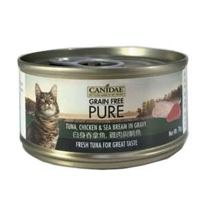 CANIDAE 咖比 貓罐頭 貓濕糧推薦：CANIDAE 咖比 PURE 貓罐頭 白身吞拿魚+雞肉及鯛魚 70g (6200)