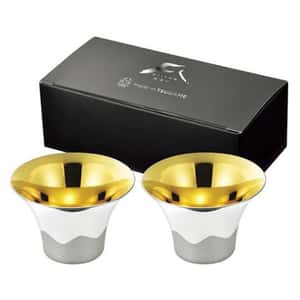 清酒杯品配件 日本清酒杯 新潟縣 24金富士山大口酒杯 FM-103 2個入