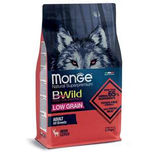 Monge 狗糧推薦：Monge Bwild 狗糧 低穀物野生系列 成犬配方 鹿肉 2.5kg (MO1983)