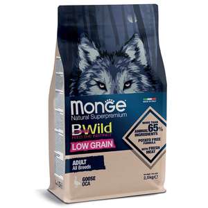 Monge 狗糧推薦：Monge Bwild 狗糧 低穀物野生系列 成犬配方 鵝肉 15kg 或 (6包2.5kg夾袋) (MO6045)