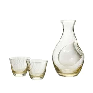 酒杯套裝品配件 日本清酒杯 木本硝子 高瀬川 琥珀酒杯酒瓶套裝 一瓶兩杯 (G604-M72)