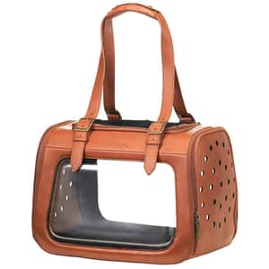 日常用品 IBIYAYA 移動櫥窗透明寵物外出袋 皮革 6kg (IBI-FC1821-LB)