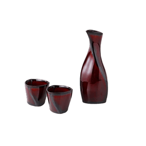 酒杯套裝品配件 日本清酒杯 Awasaka 酒杯酒瓶套裝 漆紅 一瓶兩杯 (2055-2-41)