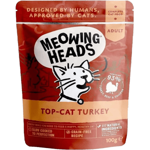 Meowing Heads 貓罐頭 Meowing heads 貓濕糧 無穀物濕包 火雞雞肉牛肉 100g (MHWT) (啡色)
