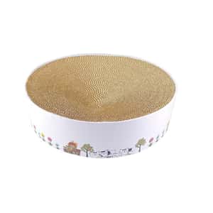 貓抓板 貓爬架 貓玩具 瓦楞紙貓窩 玩具嚴選 圖案白色 中碼 [36cm x 10cm]