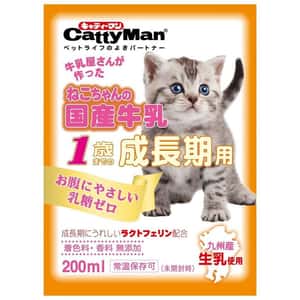 營養膏 保充劑 貓咪保健用品 日本CattyMan 1歲成長期貓用 日本國產牛乳牛奶 200ml