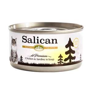 Salican 貓罐頭 貓濕糧推薦：Salican 貓罐頭 清湯鮮雞肉+沙甸魚 85g