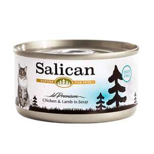 Salican 貓罐頭 貓濕糧推薦：Salican 貓罐頭 清湯鮮雞肉+羊肉 85g (002882)