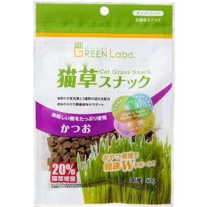 貓咪保健用品推薦：日本GREEN Labo 貓草20%增量 去毛球小食 柴魚味 40g (紫)