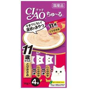 CIAO 貓零食 寵物零食推薦：CIAO 肉泥 貓零食 11歲以上 雞肉肉醬 14g 4本入 (紫令) (4SC-78)