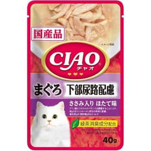 CIAO 貓罐頭 CIAO 貓濕糧 日本防尿石軟包系列 金槍魚・扇貝味 40g (紅紫) (IC-306)