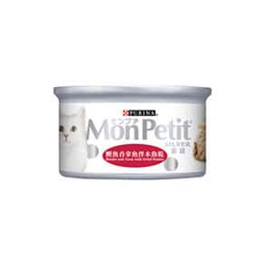 MonPetit 貓罐頭 MonPetit 貓罐頭 銀罐系列 鰹魚吞拿魚伴木魚乾 80g (紅)