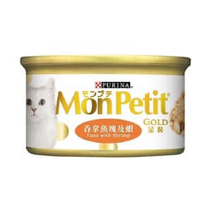 MonPetit 貓罐頭 MonPetit 貓罐頭 金裝系列 金裝吞拿魚塊及蝦 85g (肉凍系列) (橙) (NE11638008)