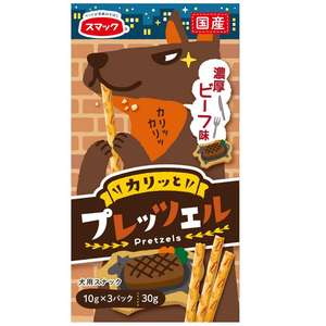 SMACK スマック 狗零食推薦：日本SMACK 狗狗百力滋 Dog Pretz 低脂肪 濃味厚切牛肉味 30g (啡)