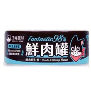 汪喵星球 貓罐頭 汪喵星球 貓罐頭 DogCatStar 貓用98% 鮮肉無膠主食罐 鰹魚蝦仁 80g (FM101)