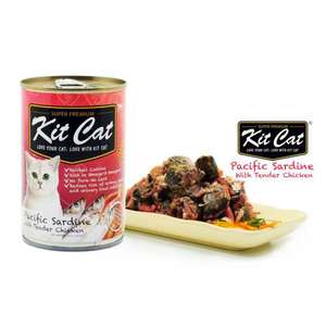 Kit Cat 貓罐頭 貓濕糧推薦：Kit Cat 貓罐頭 太平洋吞拿魚+嫩雞肉 400g (KC-463)