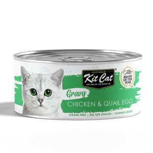 Kit Cat 貓罐頭 貓濕糧推薦：Kit Cat GravySeries 貓罐頭 鮮嫩營養肉汁湯 雞+鵪鶉蛋 70g (KC-3118)