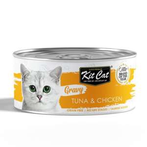 Kit Cat 貓罐頭 貓濕糧推薦：Kit Cat GravySeries 貓罐頭 鮮嫩營養肉汁湯 吞拿+雞 70g (KC-3163)
