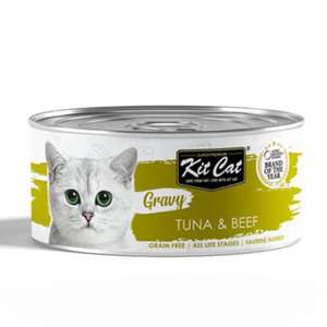 Kit Cat 貓罐頭 貓濕糧推薦：Kit Cat GravySeries 貓罐頭 鮮嫩營養肉汁湯 吞拿魚+牛 70g (KC-3194)