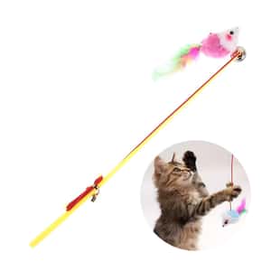 逗貓棒 貓玩具 HelloDOG 玩具嚴選 吊吊小老鼠羽毛逗貓棒 1支 (顏色隨機)