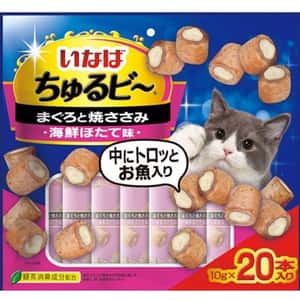 CIAO 貓零食 貓零食 日本INABA 貓零食 軟心零食粒 金槍魚+雞肉 10g 20袋入 (粉紅) (QSC-283)