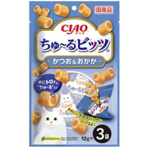 CIAO 貓零食 貓零食 CIAO 貓零食 日本軟心零食粒 鰹魚及鰹魚乾味 12g 3袋入 (CS-178)